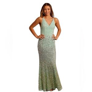 NWT Jules & Cleo Ombré Beaded V-Neck Formal Gown